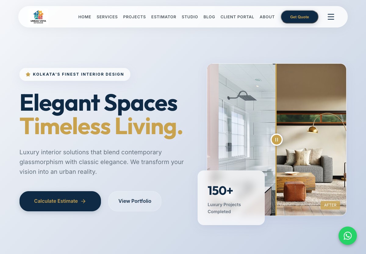 Urban Vista Interior website screenshot